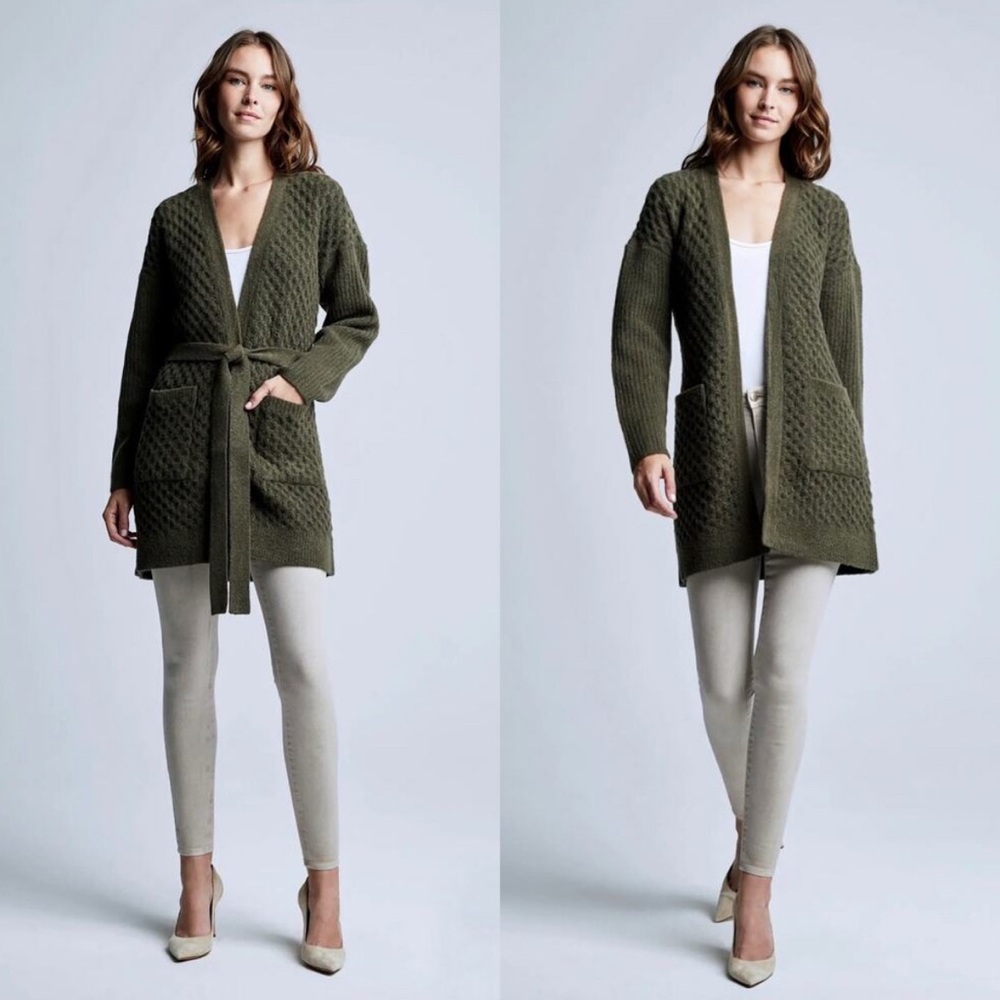 NWT L'AGENCE Juna Cable Cardigan in Olive green - large‎ reg $495